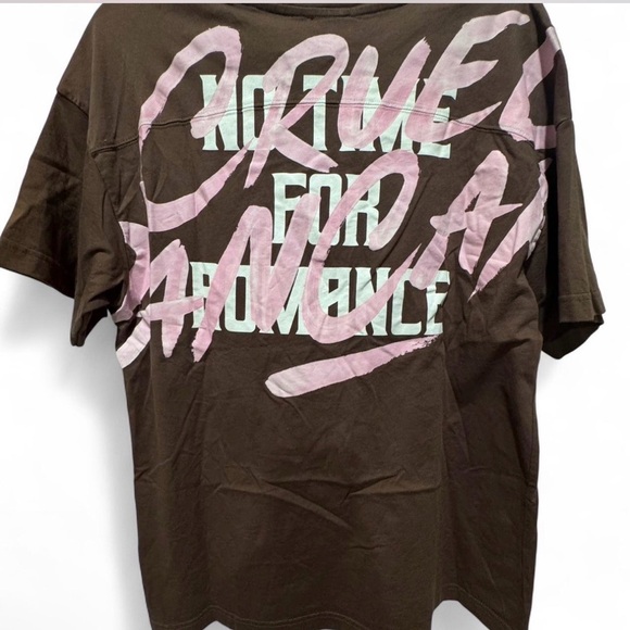 NWT CRUEL PANCAKE “NO TIME FOR ROMANCE” Graphic Tee with Pink Accents - Picture 2 of 5